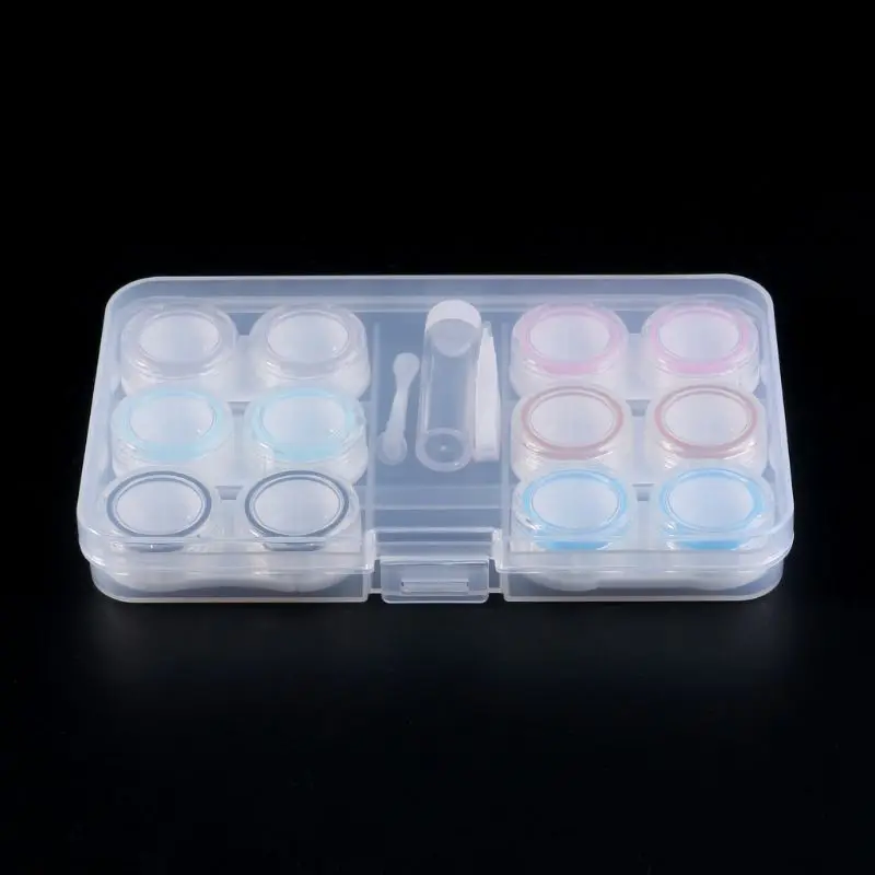 1 Set Contact Lens Case Box 6 Boxes Simple Transparent Leakproof Portable Storage Eye Care Kit Organizer Container 50JB