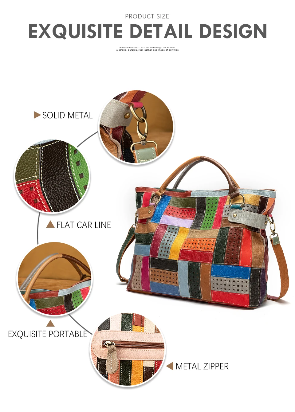 New Multi-Color Soft Natural Leather Luxury Ladies Patchwork Large Shopper Handbag Shoulder bag Women Design Female Tote bag 355