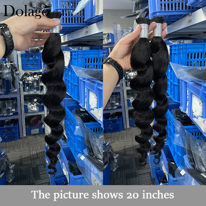 I Tip Microlink Human Hair Extensions Natural Black Loose Wave Bundles Brazilian Virgin Microlinks Hair Extensions For Women