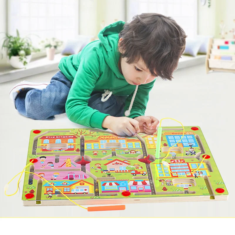 

Big Size Magnetic Puzzle Board Game Kids Early Learning Educational Children Parents Interactive Family Wood Toys