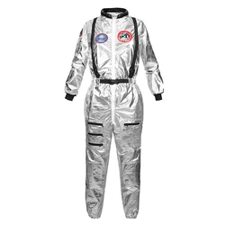 Traje de astronauta adulto prata spaceman traje plus size feminino espaço terno festa vestir-se traje astronauta terno adultos branco