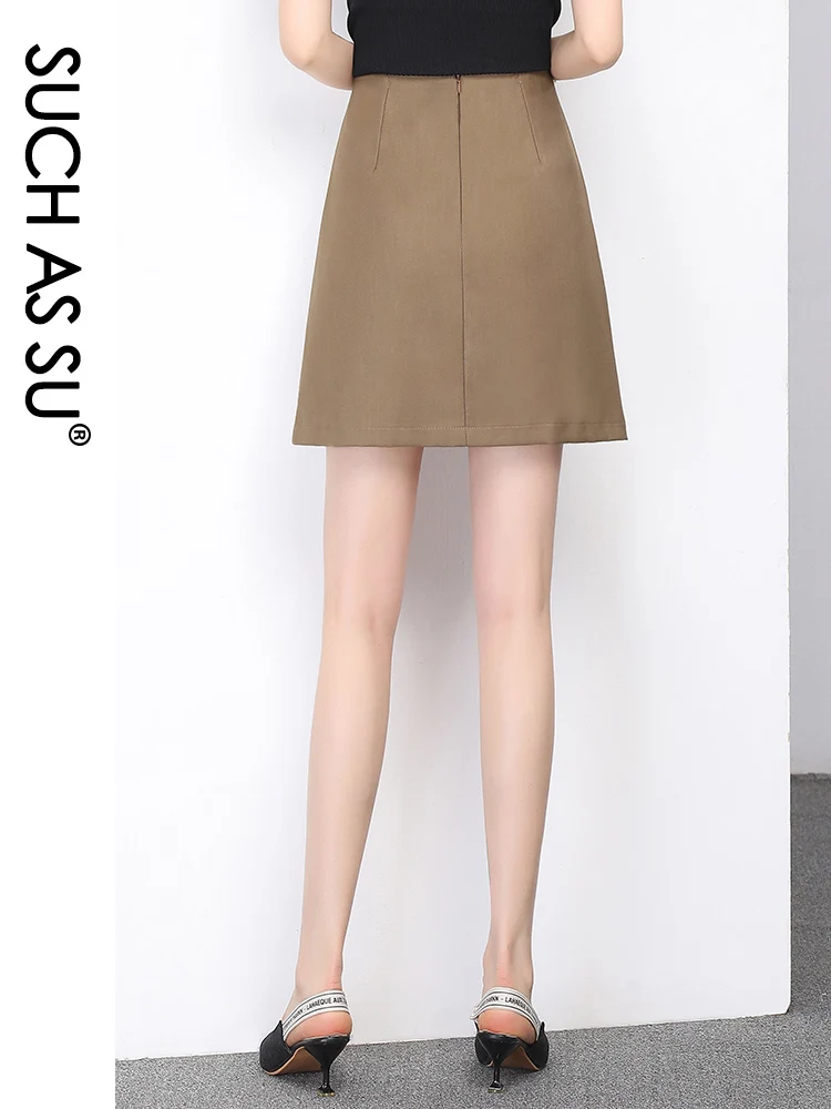 Splice Asymmetrical Skirt Women 2021 New Spring Summer Black Khaki High Waist Irregular Skirt S-3XL Size Office Lady Mini Skirt