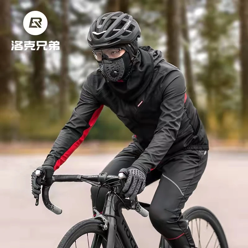 ROCKBROS Cycling Clothing Set Autumn/Winter Cycling Jersey MTB Bicycle Clothes Wear Thermal Fleece Windproof Sportswear Suit