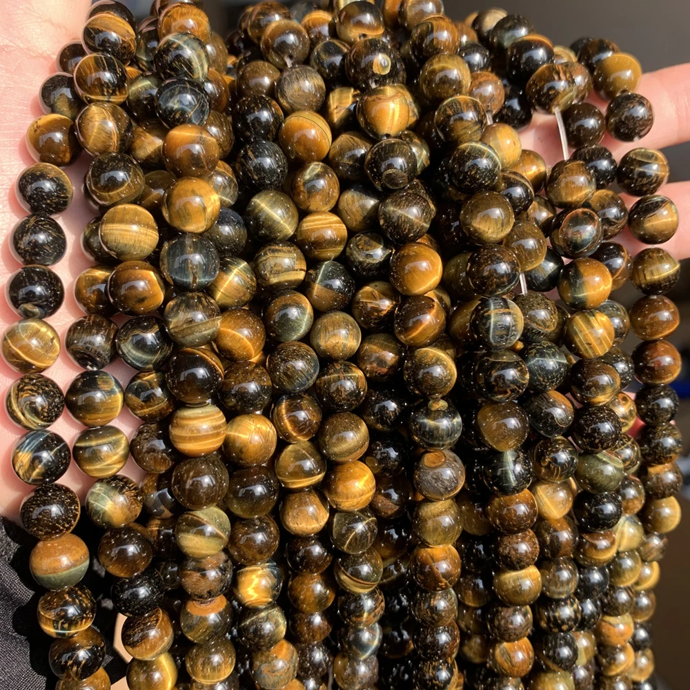 Natural Stone Yellow Tiger Eye Round Beads 15