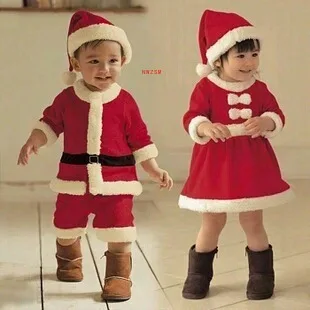 Newest Kid Boys Girls Christmas Santa Claus Dress Set Outfit Costume for Xmas Baby Toddler Children