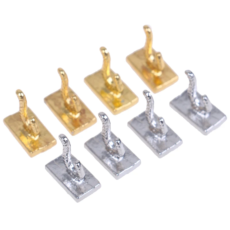 4Pcs 1:12 Dollhouse Miniatuur Kleren Kapstok Rek Metalen Muur Hanger Poppenhuis Badkamer Accessoires