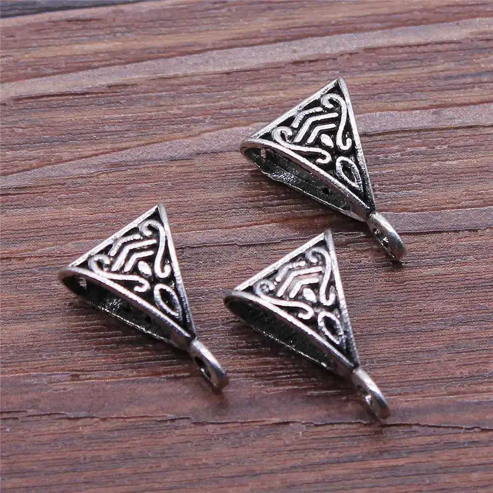 Fashion 10pcs Triangle Bail Beads Charms Pendants For Bracelet Findings Jewelry Accessories