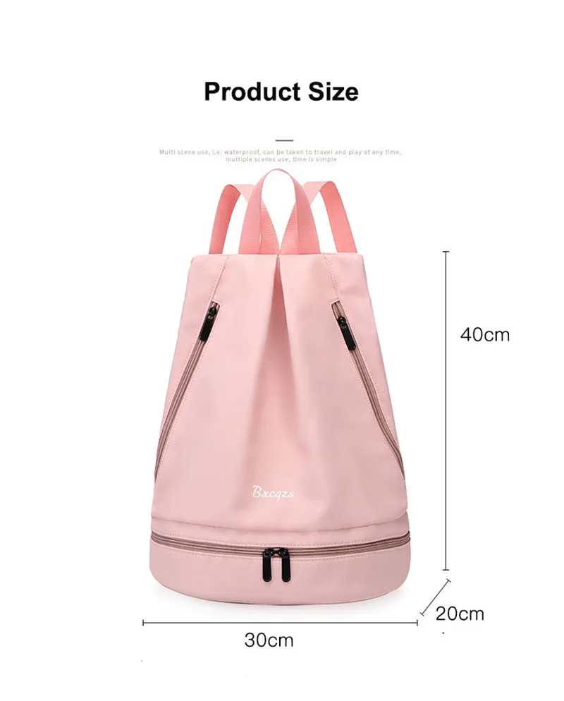 Mochila De gimnasio de natación húmeda y seca para mujer, bolsa de playa impermeable de nailon para hombro, con bolsillo para zapatos independientes