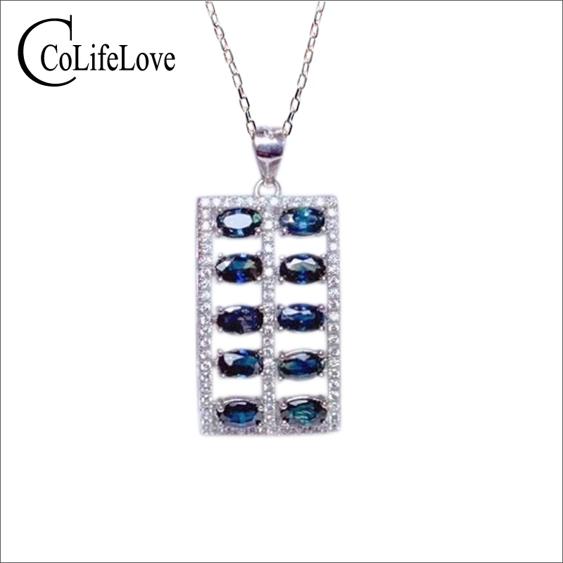 

CoLife Jewelry 100% Natural Sapphire Pendant for Daily Wear 10 PCS Blue Sapphire Necklace Pendant 925 Silver Sapphire Jewelry