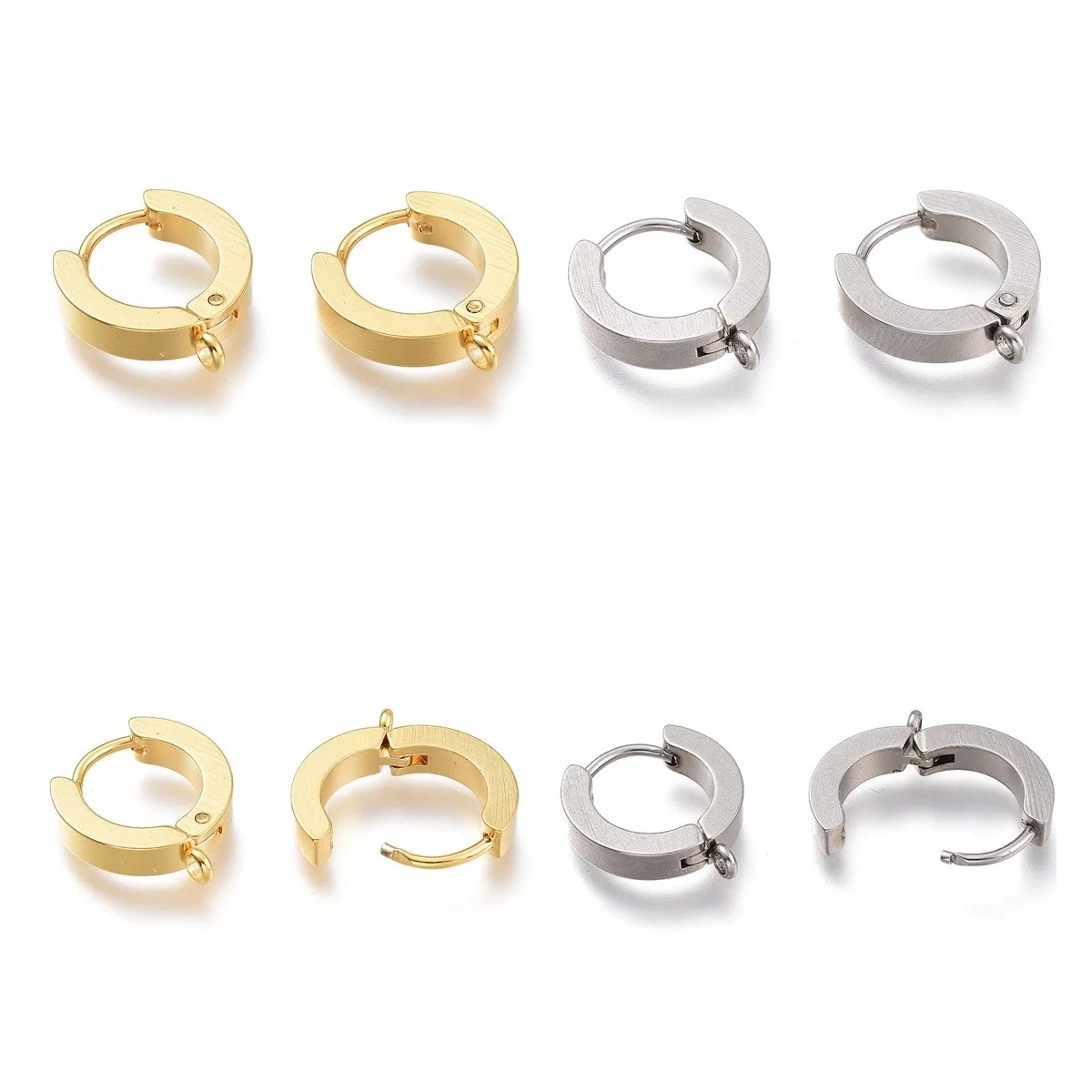 

20pcs Gold Color Stainless Steel Huggie Hoop Earrings with Loop Round Earrings Clip DIY Jewelry Making Findings