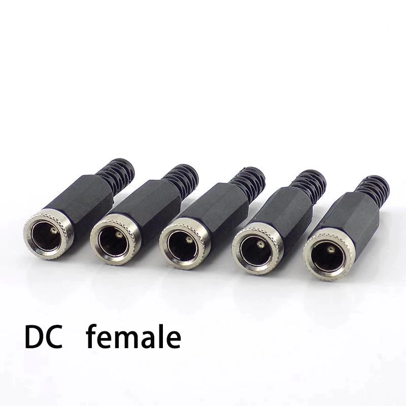 5Pieces Power DC Female Male Plug Connector 5.5*2.1mm Connection Port for LED Adapter CCTV Power Convert LED Strip Lights