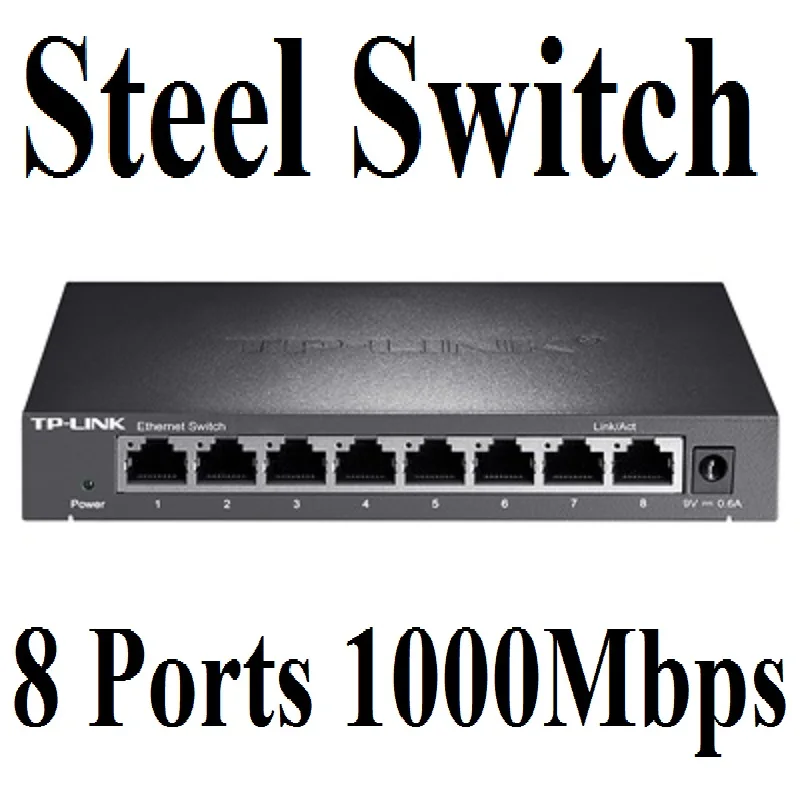 

Steel Cabinet, 8 Port 1000Mbps Gigabit Ethernet Switch, 10/100/1000Mpbs Ethernet Network Switches,Hub LAN,Full-duplex, Plug&Play