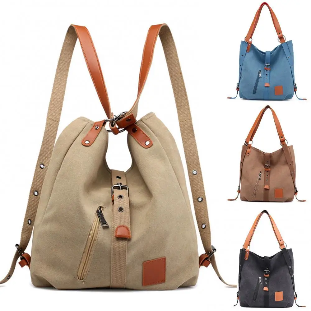 Multifunctional Large Capacity Canvas Women Student Shoulder Cross-body Bag