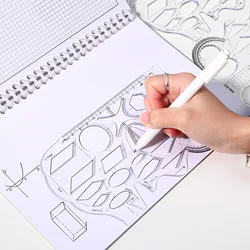 Règle géométrique pour dessin, modèle de dessin, Transparent, multifonction, doux, étudiant, accessoires Kawaii