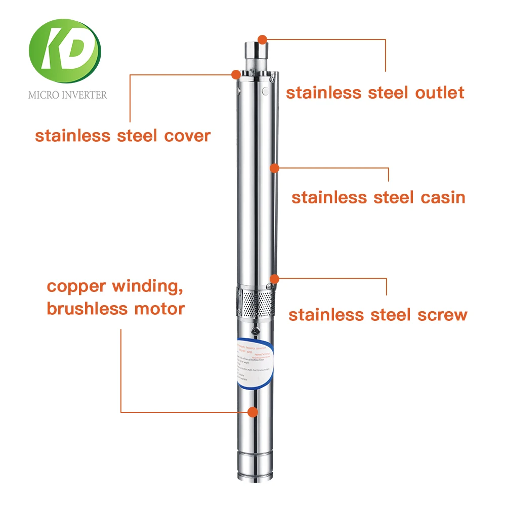 48VDC 200W 370W 2 Inch Solar Pump Deep Well Submersible Solar Pump With Controller Stainless For Borehole Irrigation