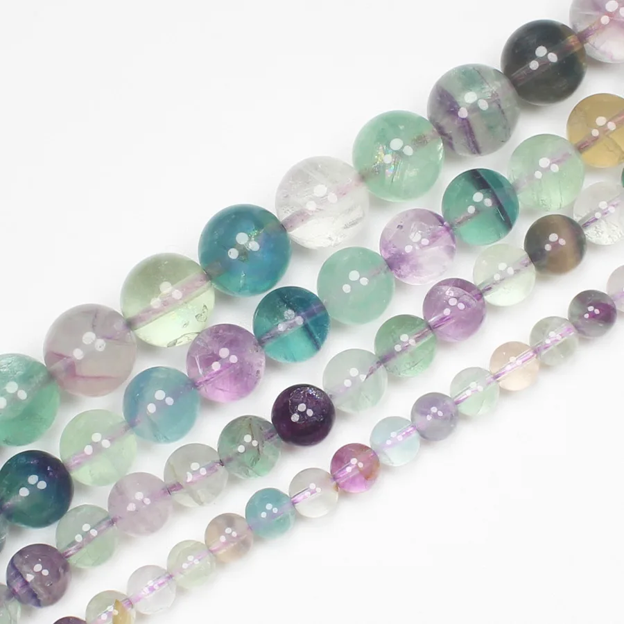 Natural Beautiful Fluorite 6,8,10,12,14mm Round Loose Beads 15\