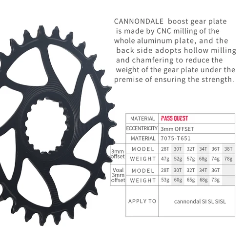Imagen 2 del producto Rueda de cadena redonda ovalada para bicicleta CANNONDALE SI SL SISL, piezas BMX, 3mm, 28T, 30T, 32T, 34T, 36T, 38T