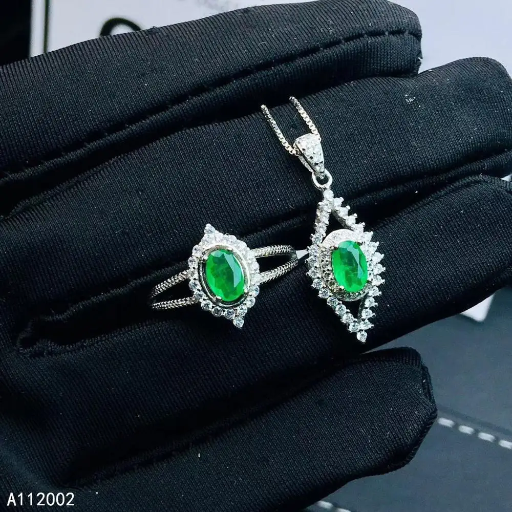 

KJJEAXCMY fine jewelry natural Emerald 925 sterling silver new women set support test luxury classic