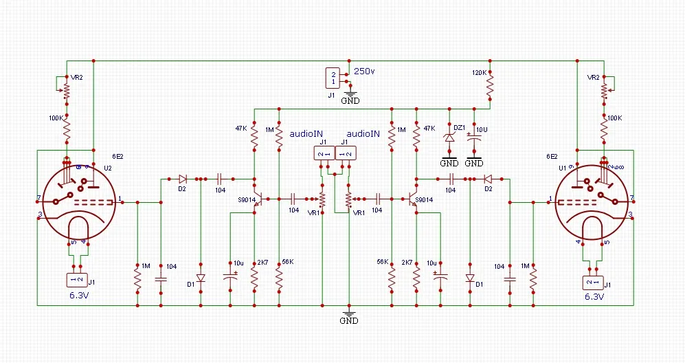 6E2 tube płyta sterownicza zestaw dwukanałowy fluorescencyjny wskaźnik poziomu wzmacniacz napędu DIY Audio DC 12V