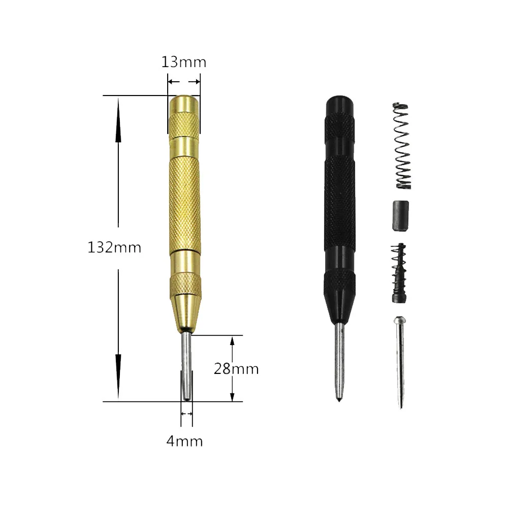 Automatic Center Pin Punch Woodworking Tools Spring Loaded Marking Metal Drill Bits Wood Press Dent Marker Tool