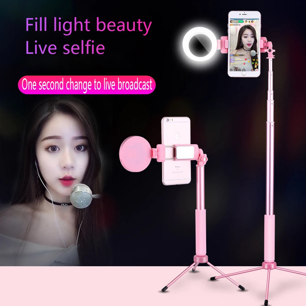 New Bluetooth Selfie Stick Tripod With Ring Light lamp Beauty Portable Fill Video Lighting Smartphone For iPhone 11 Pro Max xs