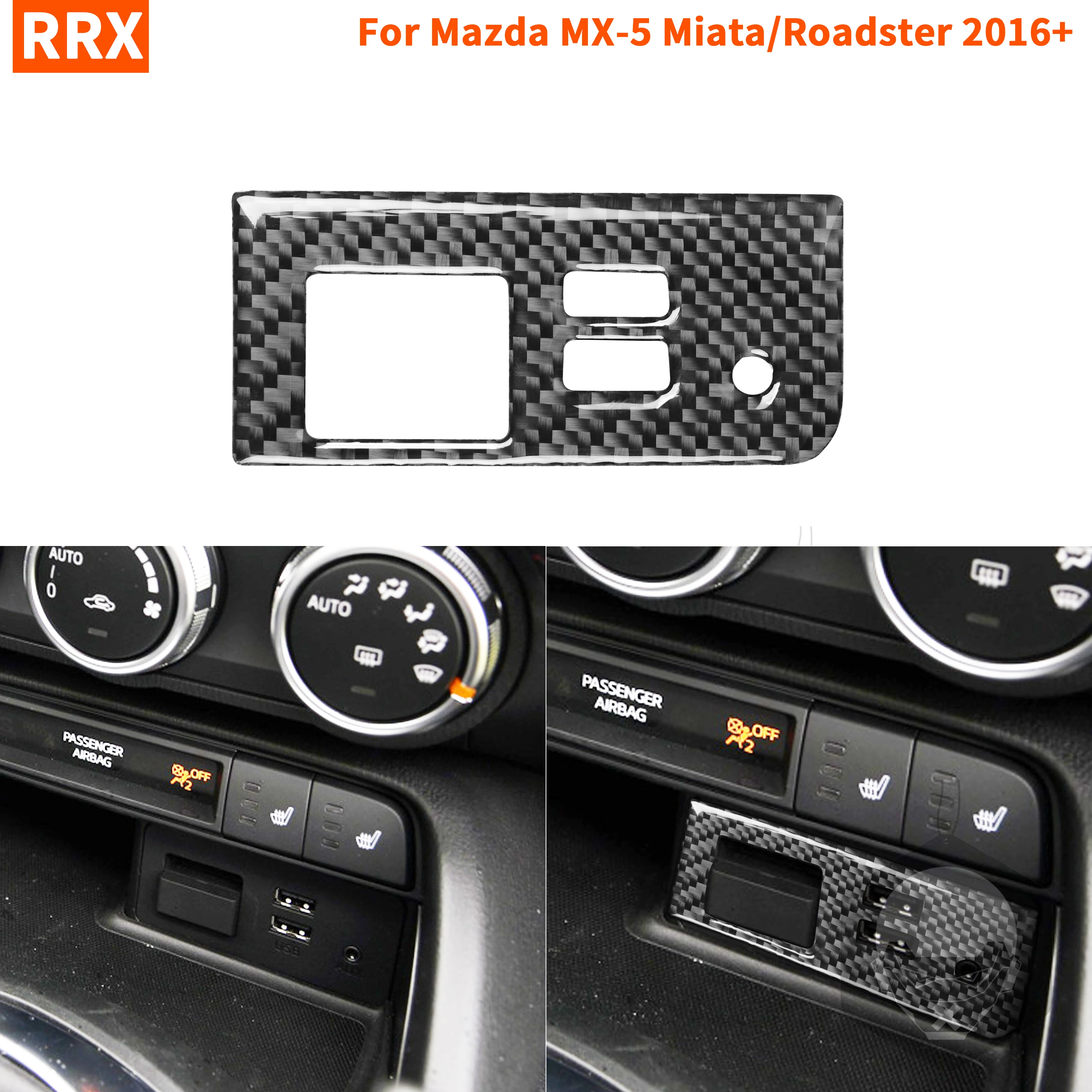 

For Mazda MX-5 Miata Roadster Carbon Fiber Center Storage Button Switch Cover Trim Sticker 2016+ MX5 ND Interior Car Accessories