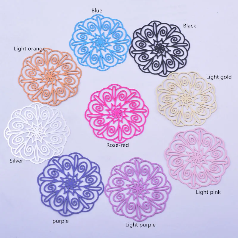 30 Stück AB6581 39mm Messing-Anhänger mit großem lila lackiertem Blumenmotiv in Silber- und Goldfarbe – Detail 3