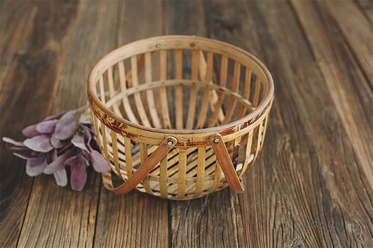 Newborn Photography Props Baby Photo Baskets Creative Posing Container Infant Photo Shoot Accessories Retro Basket For Studio