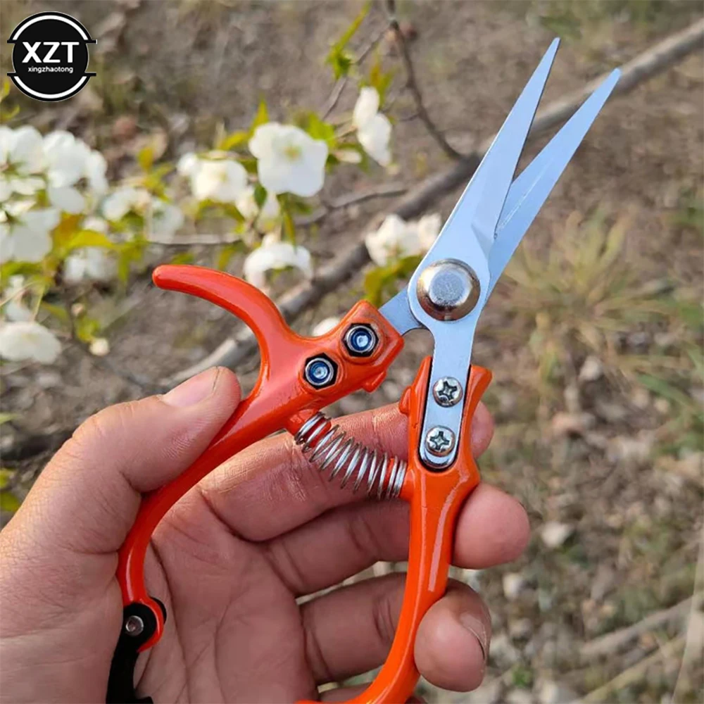 Multi-function Garden Scissors with Safety Buckle Labor-saving Stainless Steel Spring Gardening Pruning Shear Plant Cutter Tools