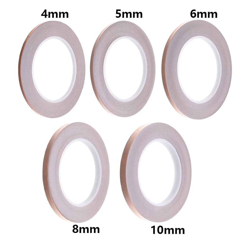 30 Meters Single Side Conductive Copper Foil Tape Strip Adhesive EMI Shielding Heat Resist Tape 3mm 4mm 5mm 6mm 8mm 10mm