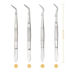 Pinzas dentales de acero inoxidable, tenacillas curvadas dentadas quirúrgicas, Forcep, instrumento de laboratorio para el cuidado bucal, 1 unidad/3 piezas, 16cm