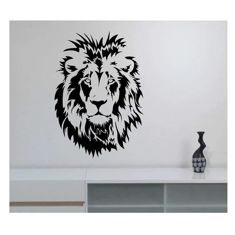Poster Decoration Lion Head Kids Wall Decals Vinyl Animal Wall Stickers Boys Boys Bedroom Living Room Office Home Decoration