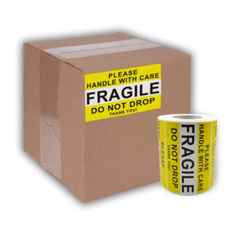 50pcs Big Red/yellow Warning Move Labels Fragile Stickers Do Not Bend Handle with Care Packing Labels Stickers for Goods Packing