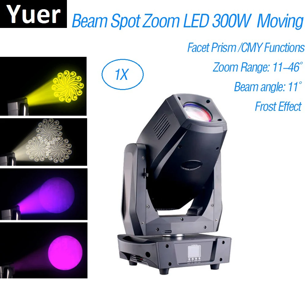 

Beam Spot Zoom LED 300W Moving Head Light 3 Facet Prism Rotation Gobo Lyre LED Moving Head Disco Stage Light CMY Function Party