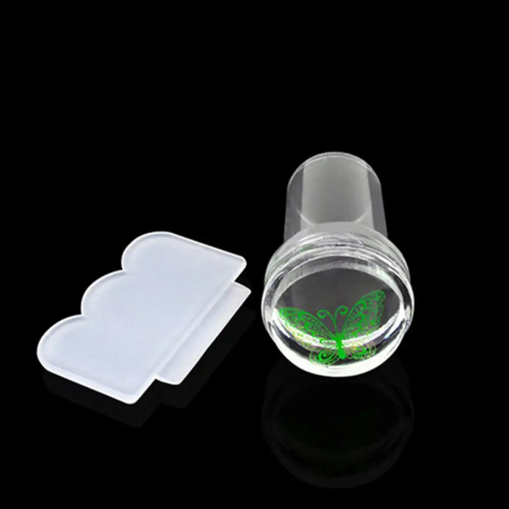 2Pcs Clear Nail Art Stamper Scraper Mini DIY Nail Art Image Plate Transfer Manicure Tool Nail Template With wide tape