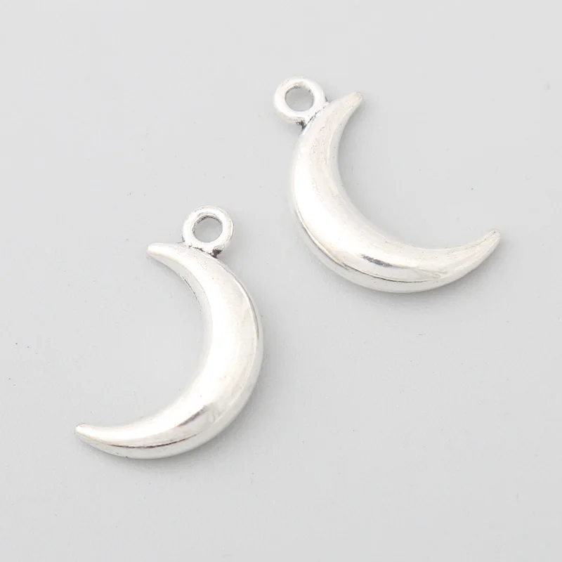 

RAINXTAR Fashion Alloy Antique Silver Color Moon Charms 10*18mm 20pcs AAC1745