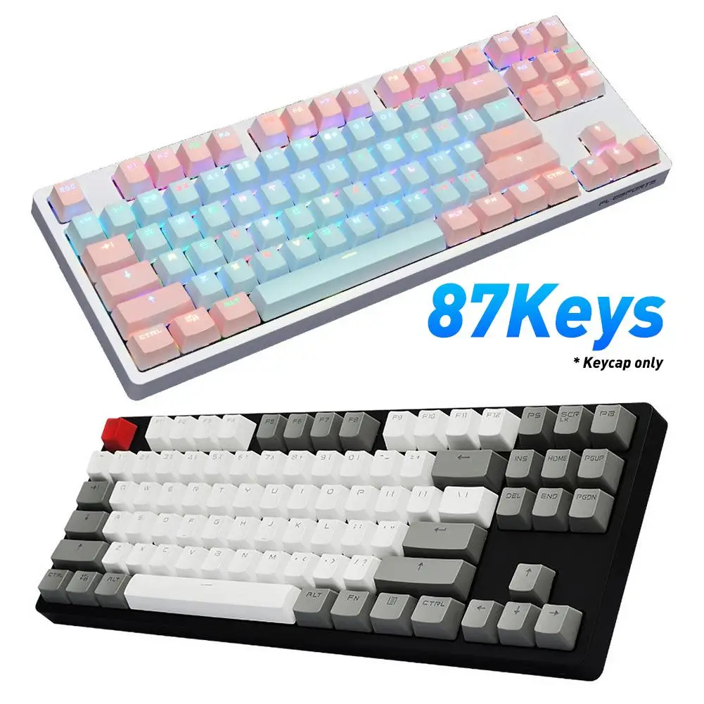 87Pcs Mechanical Keyboard Key Caps Set Universal PBT Color Matching Mechanical Keyboard Keycaps Keyboard Replacement Keycap