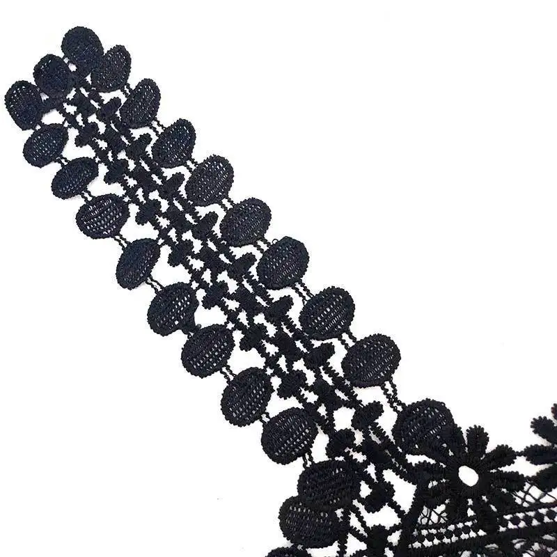 1PCS White Black Cotton Venise Embroidery Lace Fringe Appliques Wedding Lace Flowers Fabric Tassel Collar Corsage Sewing Decor