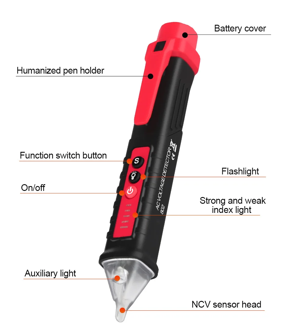 AC DC 12V-1000V Digital Test Pencil Non-Contact Tester Pen Multifunctional Voltage Tester Voltmeter Electric Tester Multimeter