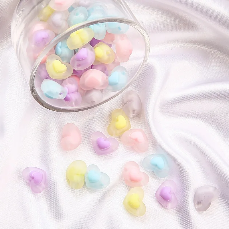 20pcs 17x13x9mm Acrylic Spaced Beads Transparent Heart Beads For Jewelry Making DIY Girl Necklace Earrings Clips Accessories