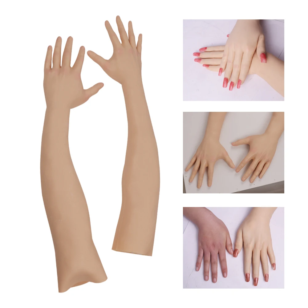 Artificial Skin Female Hand Mannequin Silicone Crossdresser Gloves 1 Pair for Cosplay Corssdress