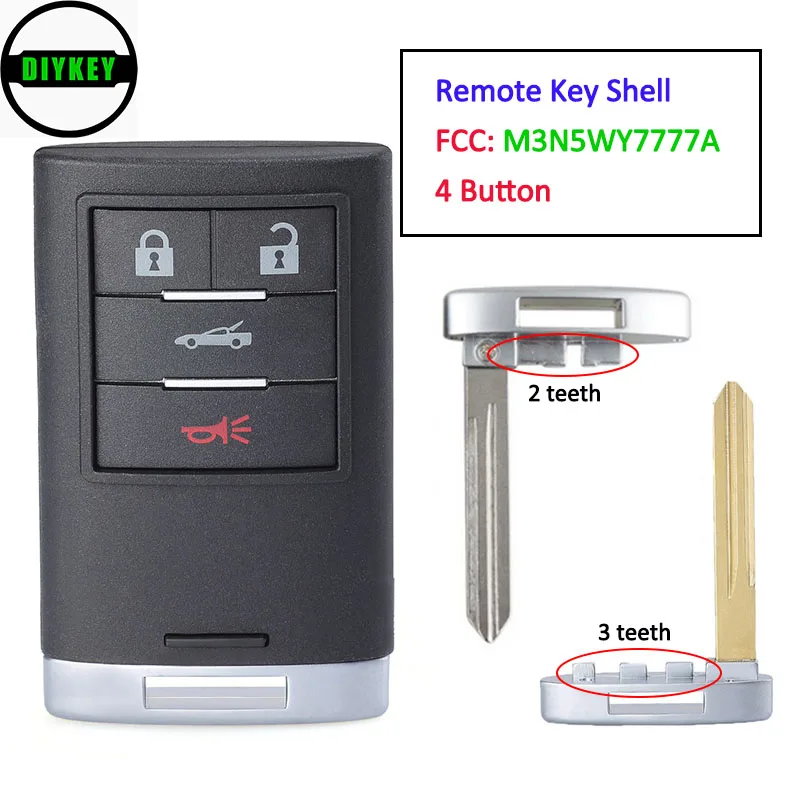 DIYKEY obudowa pilota z 4 przyciskami do Cadillac XLR 2008-2009, do Chevrolet Corvette 2008-2013, M3N5WY7777A