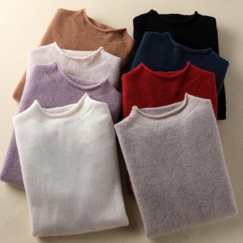 100% Pure Cashmere Sweaters and Pullovers Women Winter Elasticity Soft Warm O-Neck Female Basic 8Colors Standard Jumpers