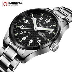 Switzerland Carnival Quartz Watch men 316 Stainless Steel Waterproof Calendar Luminous Military men Watches Reloj Hombre Montre