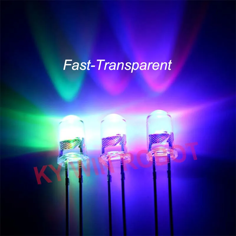 20pcs/lot F5 5mm Fast/Slow RGB Flash Red Green Blue Rainbow Multi Color Light Emitting Diode Round LED Full Color DIY