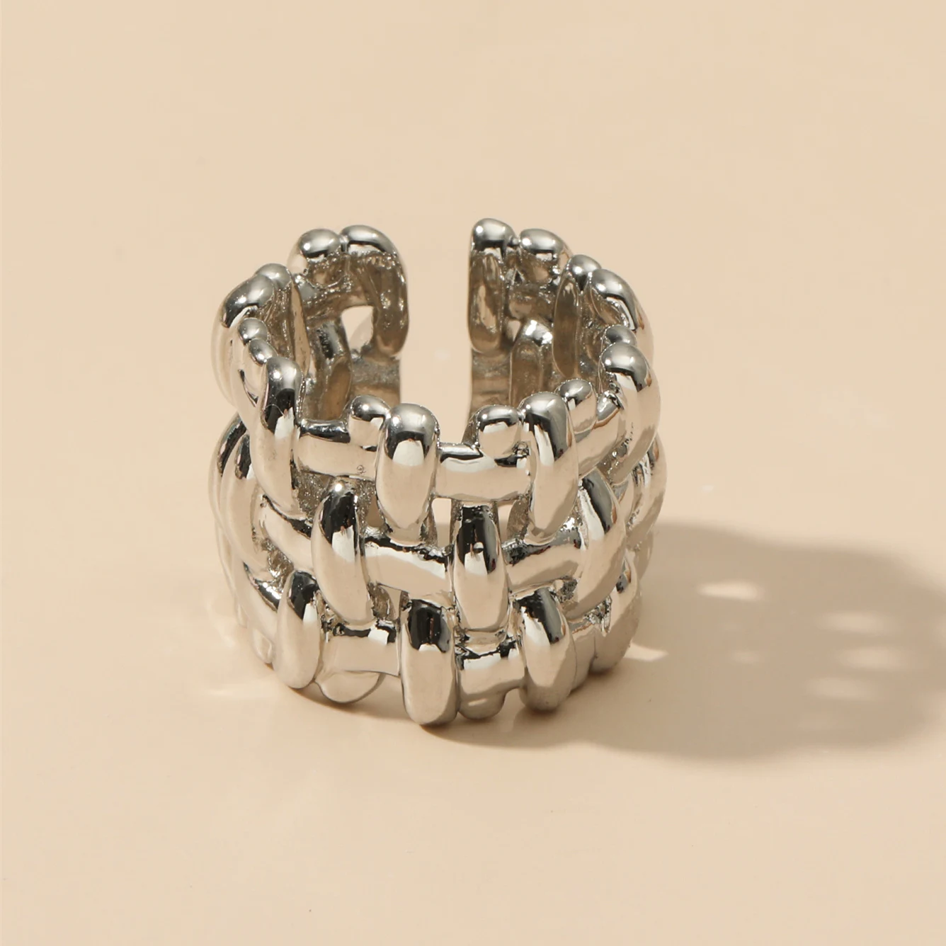 MANGOSKY 925 Silver Fashion Woven Cross Style Ring