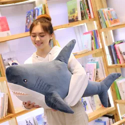 140cm 거대한 큰 재미 있은 부드러운 물린 상어 플러시 장난감 귀여운 동물 독서 베개 Appease 쿠션 인형 어린이를위한 선물 아기