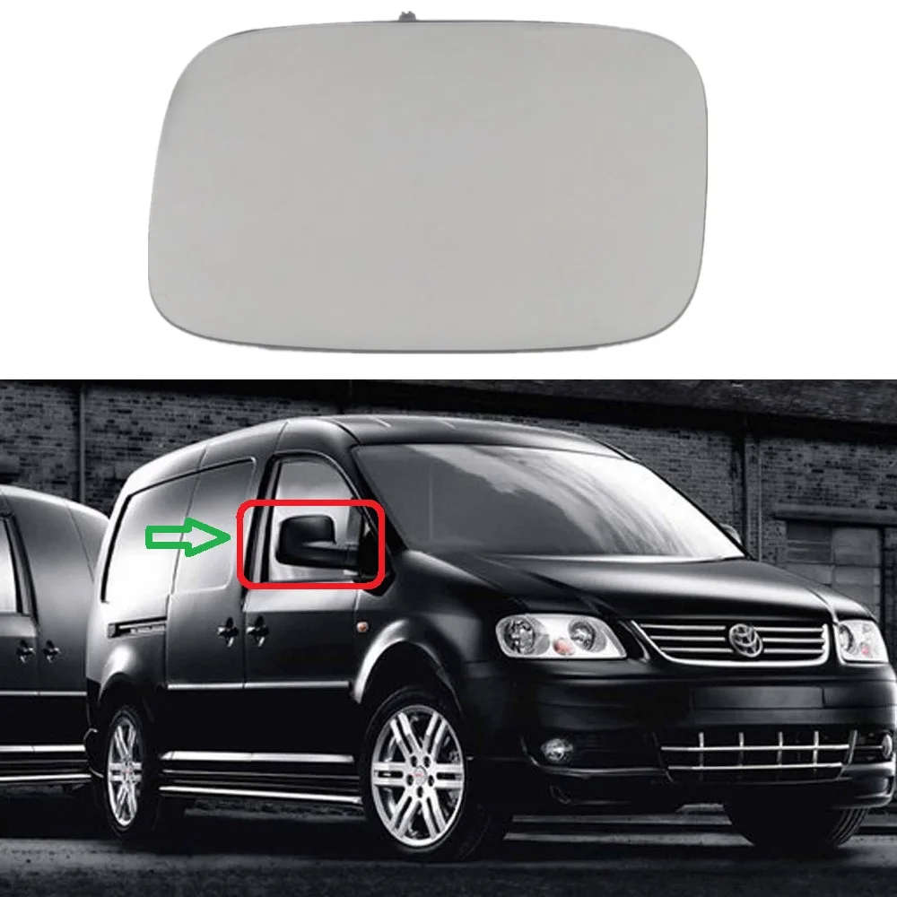 Szkło lusterka prawego do VW Caddy 2004 2005 2006 2007 2008 2009 2010 2011, podgrzewane, tylko dla wersji z kierownicą po lewej stronie (LHD)
