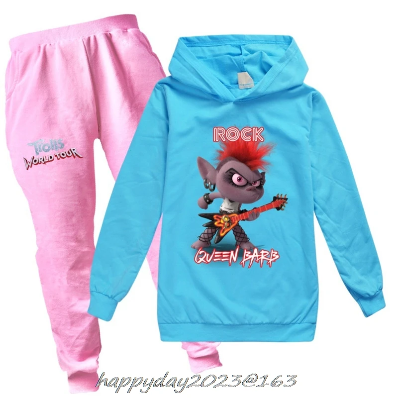 Spring Hoodies Kids Sweatshirts Girls Tops Boys Trolls 2  Casual Children Hooded Sportswear Suits