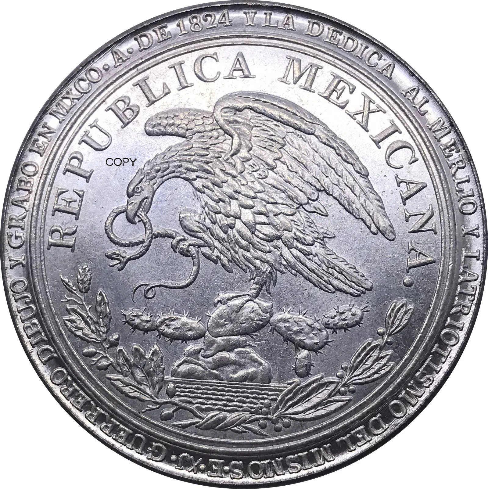 Mexico 1824 Coin President Guadalupe Victoria Medal Cupronickel Plated Silver Metal Souvenir Gift Collectible Copy Coins